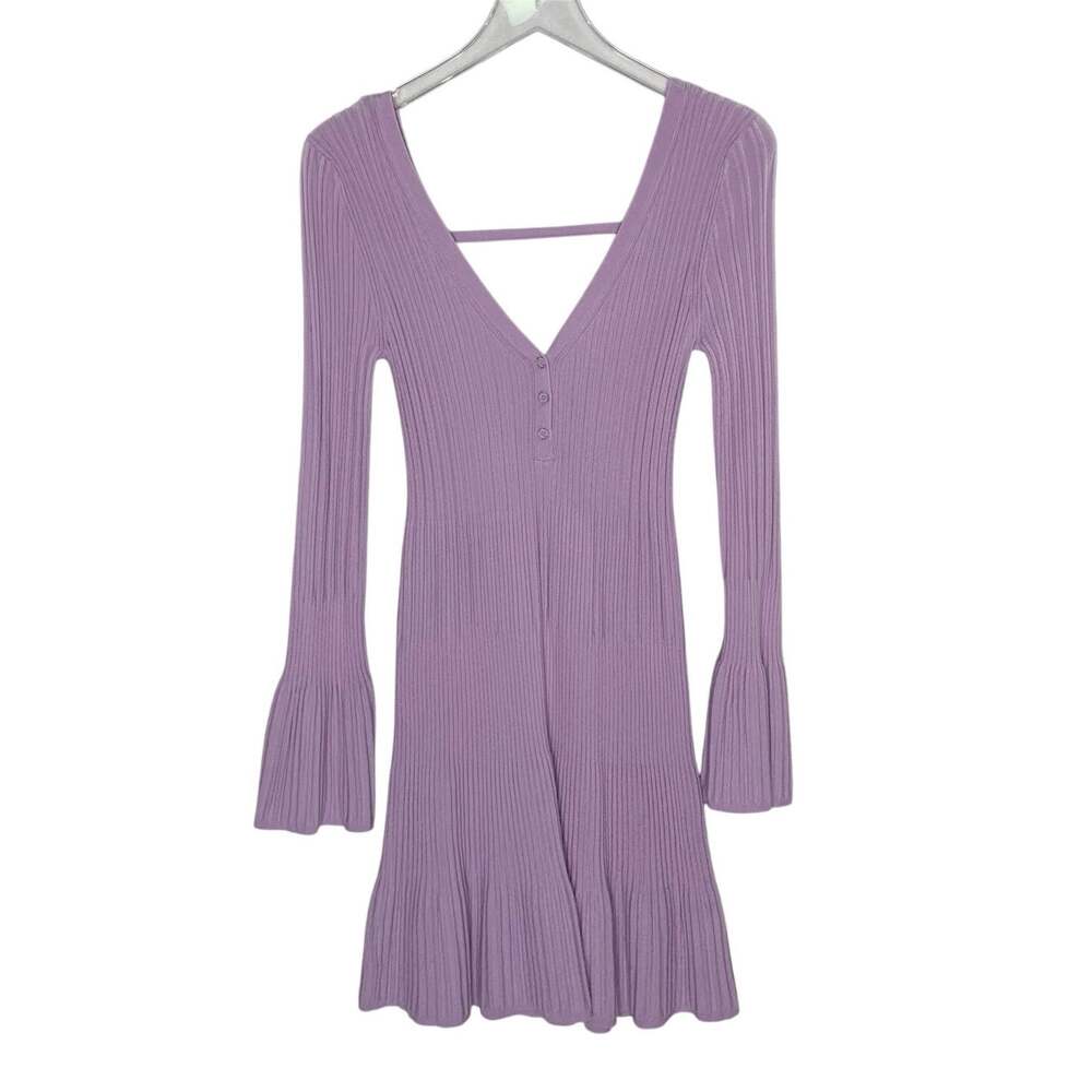 Daily Practice Anthropologie Lavender Long Sleeve Sweater Dress L Ribbed